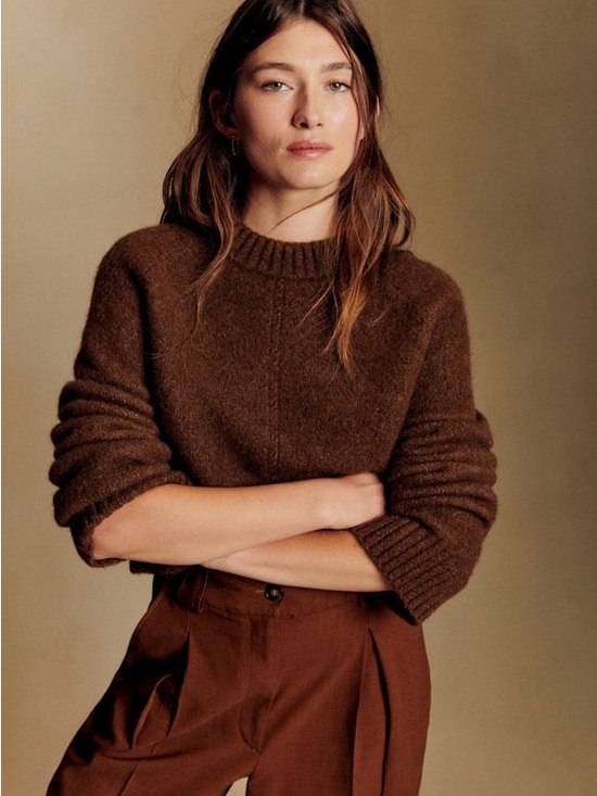 Sezane Sweaters - Sezane Sama Jumper Chestnut Brown Baby Alpaca Crew Sweater size XS